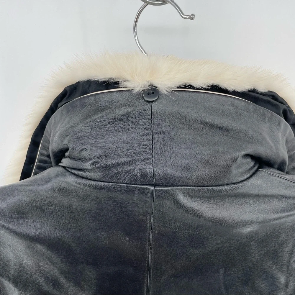 Vintage Chosen Couture Collection Leather Jacket Black Mink Trim L - Picture 6 of 8